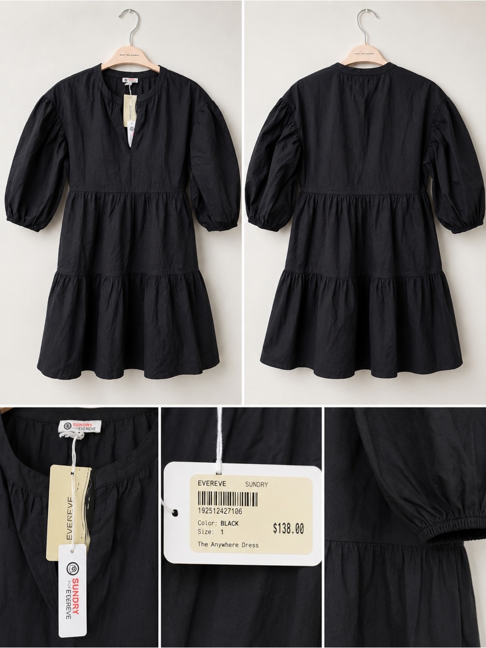NWT Sundry for Evereve “The Anywhere Dress” — Black